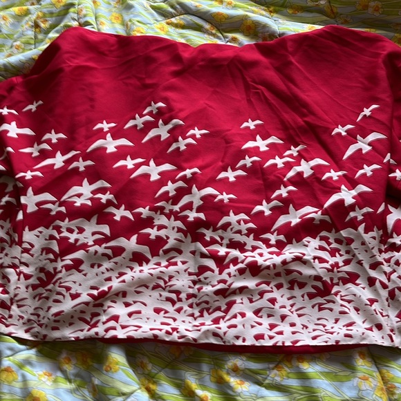 Anthropologie Pins and Needles red, cropped kimono with bird pattern Size M. - Picture 5 of 9